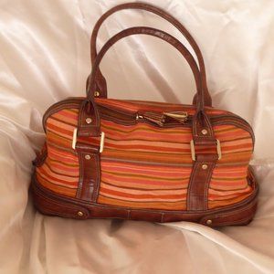 Liz Claiborne leather and cottorn satchel